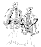 A coloring page of renaissance clothing